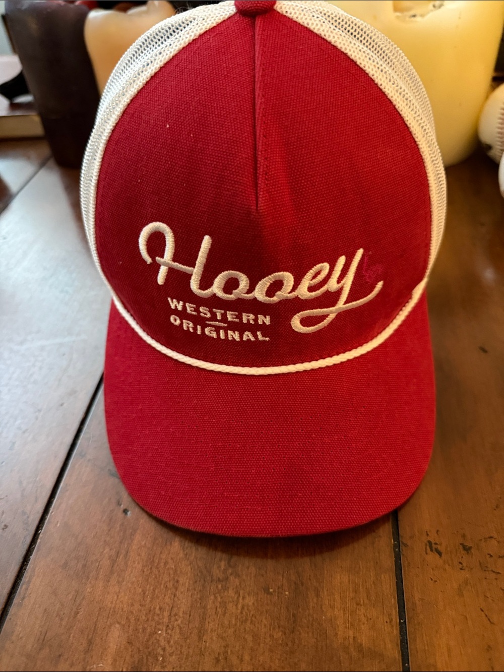 Hooey Red and White Western Trucker Hat